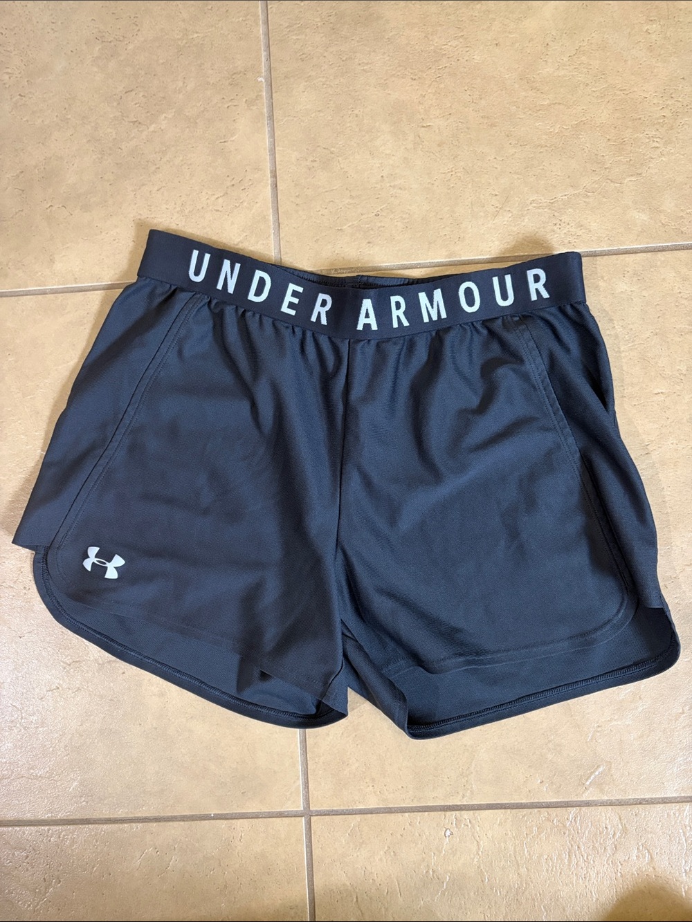 Under Armour charcoal grey Women’s Athletic Shorts with Logo Waistband